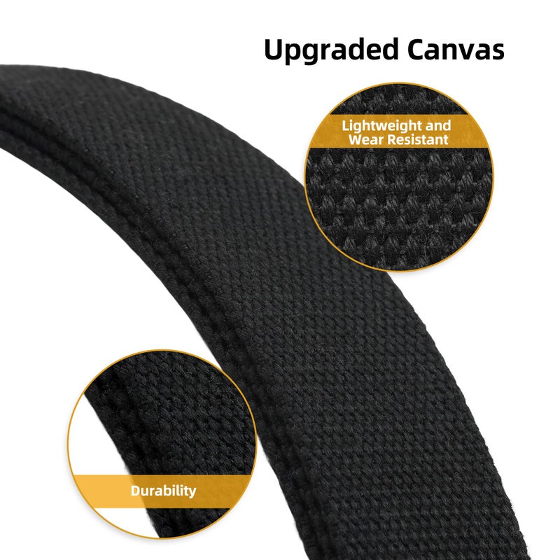 Mile High Life Cut To Fit Canvas Web Belt Size Up to 52" with Flip-Top Solid Black Military Buckle - Image 5